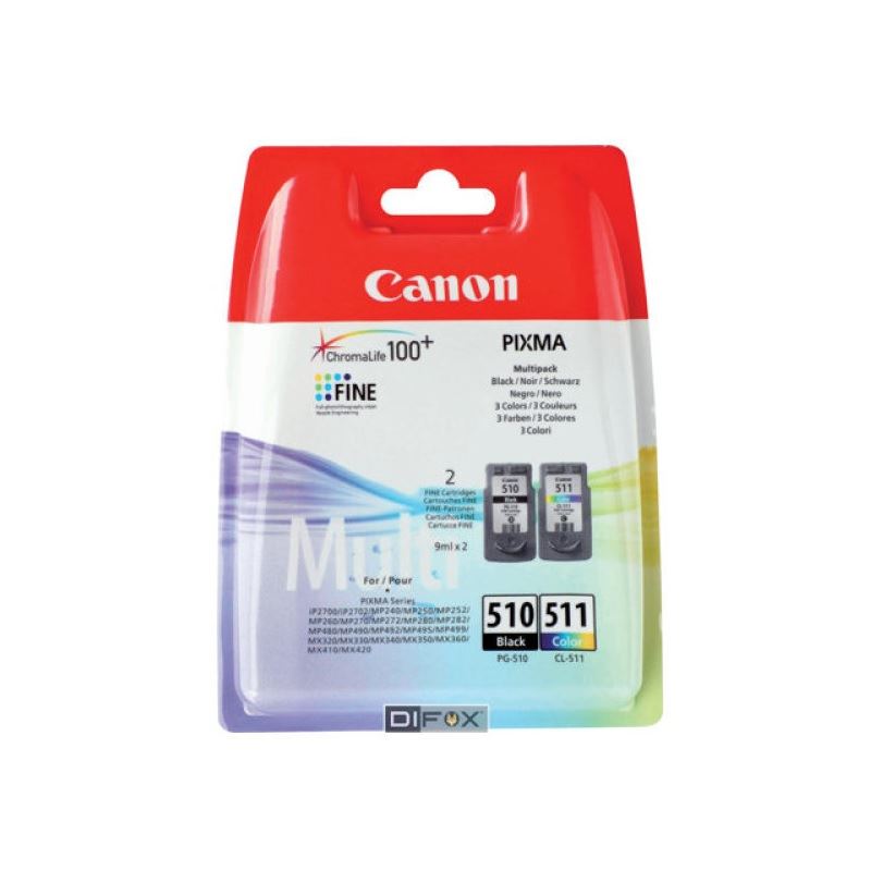 Canon PG-510 CL-511 Pack de 2 Cartouches Noir et Couleur