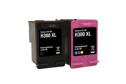 Picture of Red Bus Recycled HP 300XL Black & Colour Ink Cartridge Combo Pack