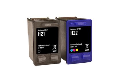 Picture of Red Bus Recycled HP 21 Black & 22 Colour Ink Cartridge Combo Pack