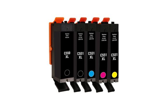 Picture of Red Bus Recycled Canon PGI-550XL Black & CLI-551XL Black, Cyan, Magenta, Yellow Ink Cartridge Multipack