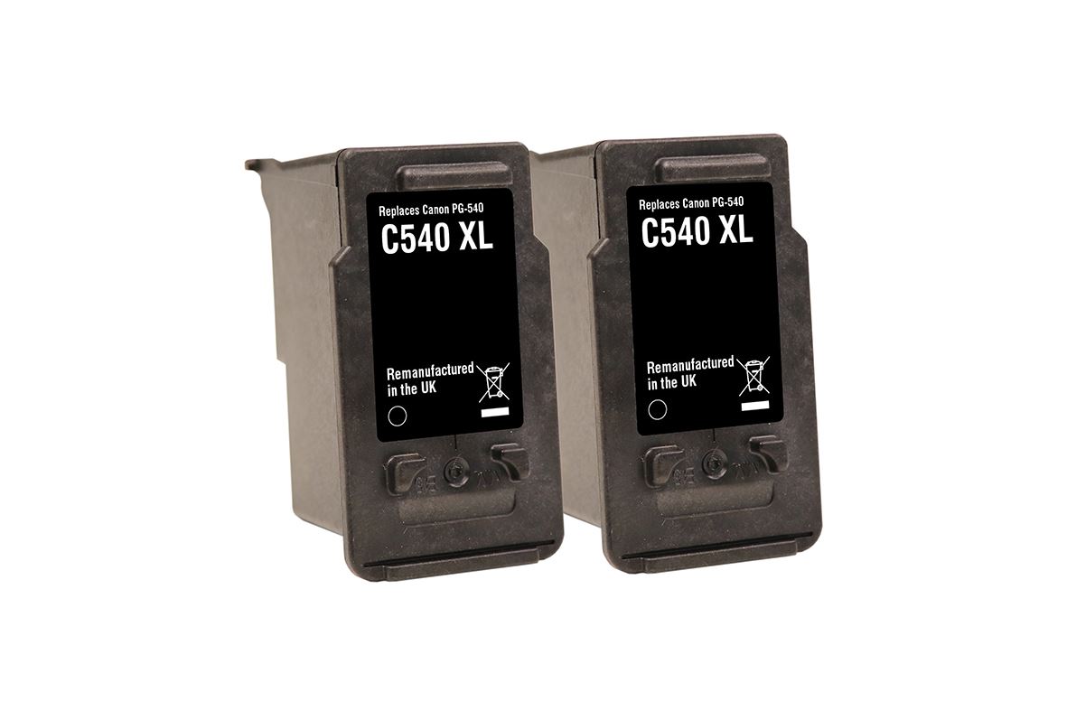 Canon PG-540XL Black Recycled Ink Cartridge Twin Pack