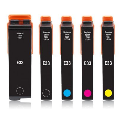 Picture of Red Bus Recycled Epson 33 Black, Cyan, Magenta, Yellow, Photo Black Ink Cartridge Multipack