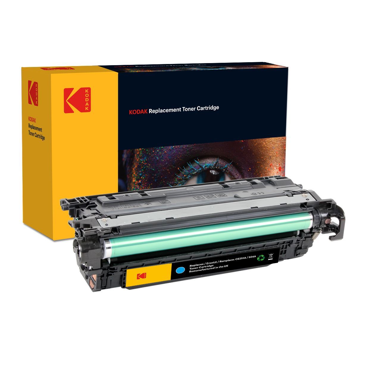 HP 504A Cyan Kodak Replacement Toner Cartridge (CE251A) Red Bus