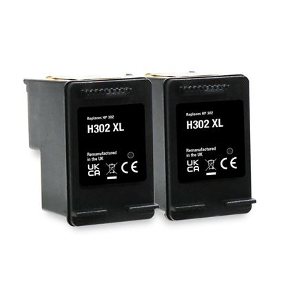 Picture of Red Bus Recycled HP 302XL Black Ink Cartridge Twin Pack