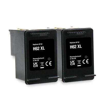 Picture of Red Bus Recycled HP 62XL Black Ink Cartridge Twin Pack